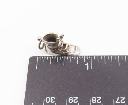 925 Sterling Silver  Vintage Old Fashioned Boot Shoe Shiny Pendant  PT18024