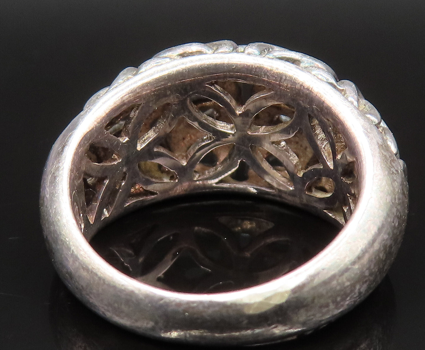 925 Sterling Silver  Vintage Oxidized Celtic Knot Dome Ring Sz 6  RG25364