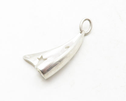 925 Sterling Silver  Shiny Petite Moon & Stars Cutout Drop Pendant  PT10413