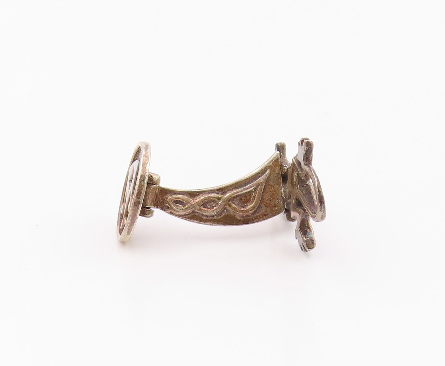 925 Sterling Silver  Vintage Carved Royal Crown Reptilian Cufflinks  TR3329