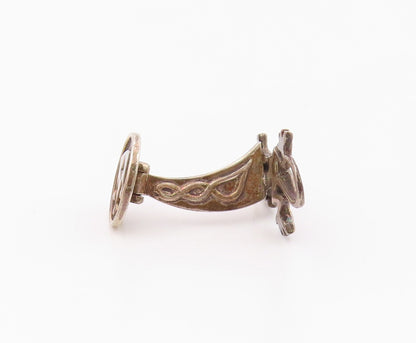 925 Sterling Silver  Vintage Carved Royal Crown Reptilian Cufflinks  TR3329