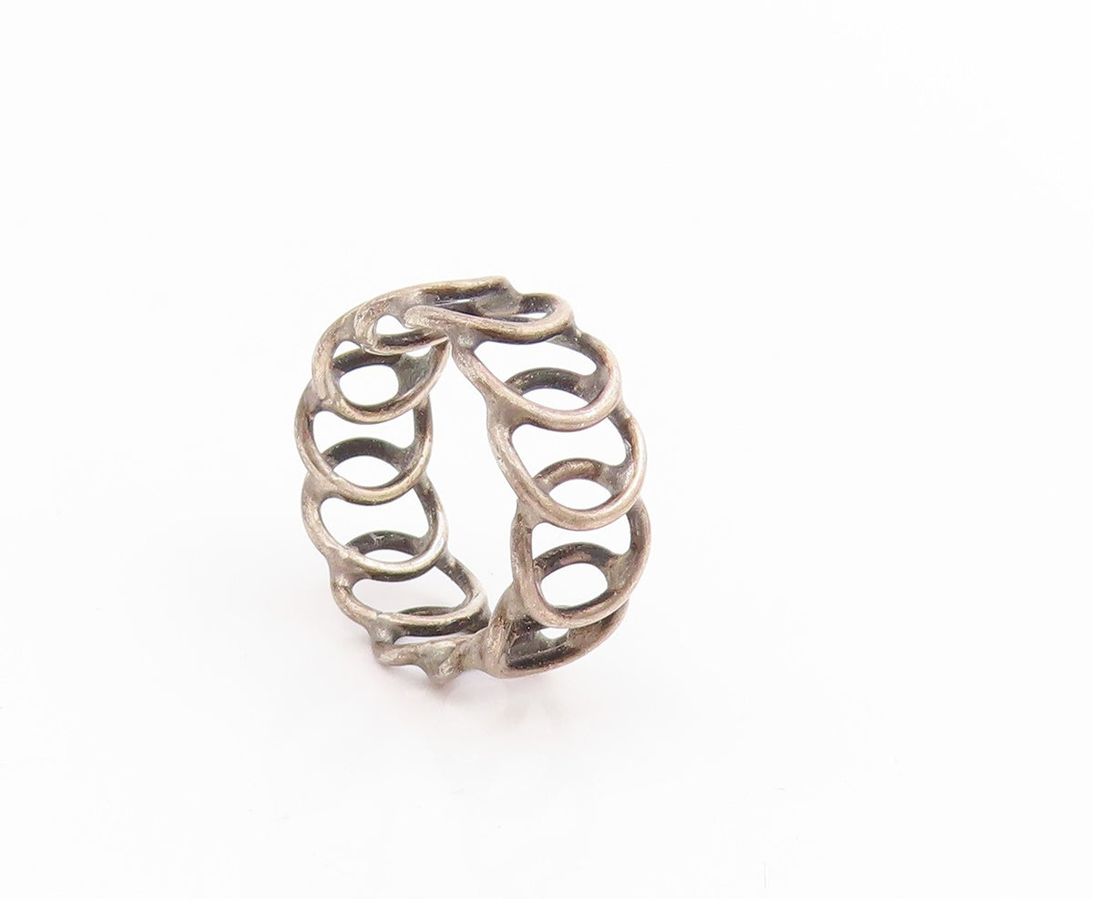 925 Sterling Silver Vintage Ring Interlocking Circles Eternity Sz 5.5 RG33946
