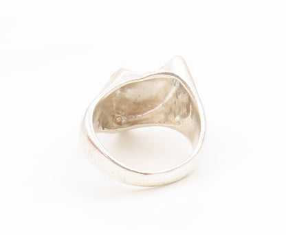 925 Sterling Silver Vintage Ring Classic Ribbed Feather Wing Band  Sz 7  RG36012