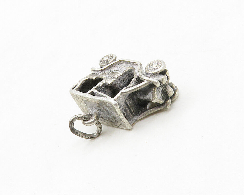 925 Sterling Silver  Vintage Petite Old Fashioned Car Motif Pendant  PT13509
