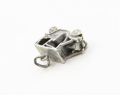 925 Sterling Silver  Vintage Petite Old Fashioned Car Motif Pendant  PT13509