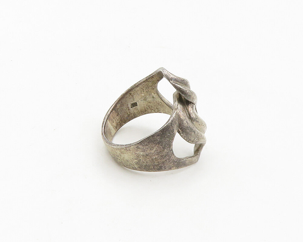 925 Sterling Silver  Vintage Dark Tone Bypass Style Band Ring Sz 7  RG19077