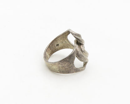 925 Sterling Silver  Vintage Dark Tone Bypass Style Band Ring Sz 7  RG19077