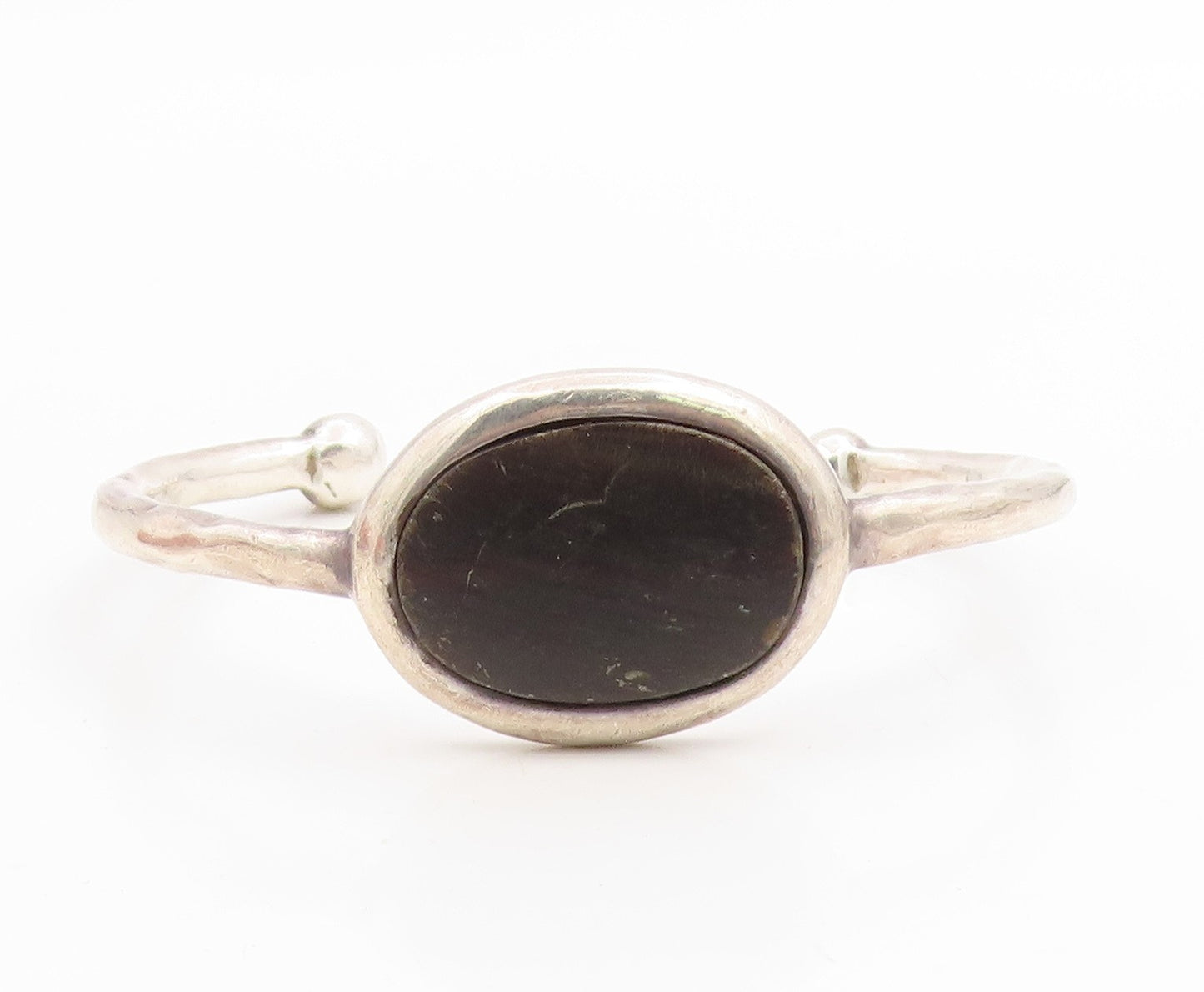 925 Sterling Silver Vintage Bracelet SALAT Modernist Black Onyx Cuff  BT11993