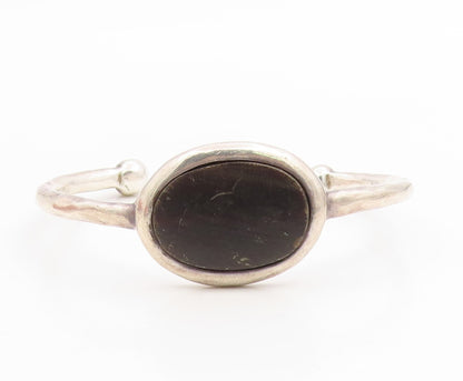 925 Sterling Silver Vintage Bracelet SALAT Modernist Black Onyx Cuff  BT11993