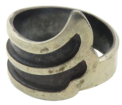 925 Sterling Silver  Vintage Antique Oxidized Wing Band Ring Sz 6  RG11549
