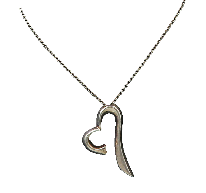 925 Sterling Silver  Vintage Shiny Open Love Heart Chain Necklace  NE3617