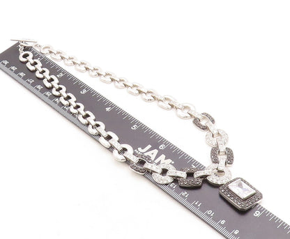 ROSS SIMON 925 Silver  Cubic Zirconia & Black Hematite Chain Necklace  NE2112