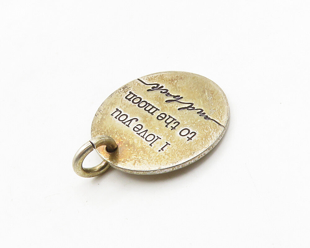 925 Sterling Silver  Vintage I Love You To The Moon Quote Pendant  PT14978