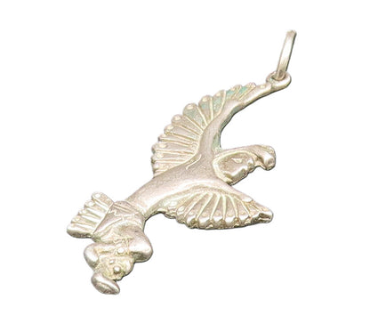 925 Sterling Silver  Vintage Eagle Man With Wings Out Pendant  PT20978