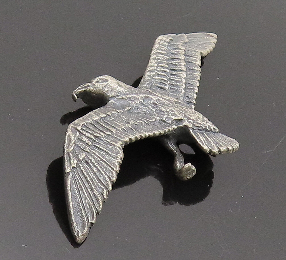 925 Sterling Silver  Vintage Solid Carved Flying Eagle Drop Pendant  PT22294