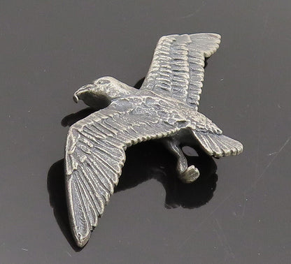 925 Sterling Silver  Vintage Solid Carved Flying Eagle Drop Pendant  PT22294