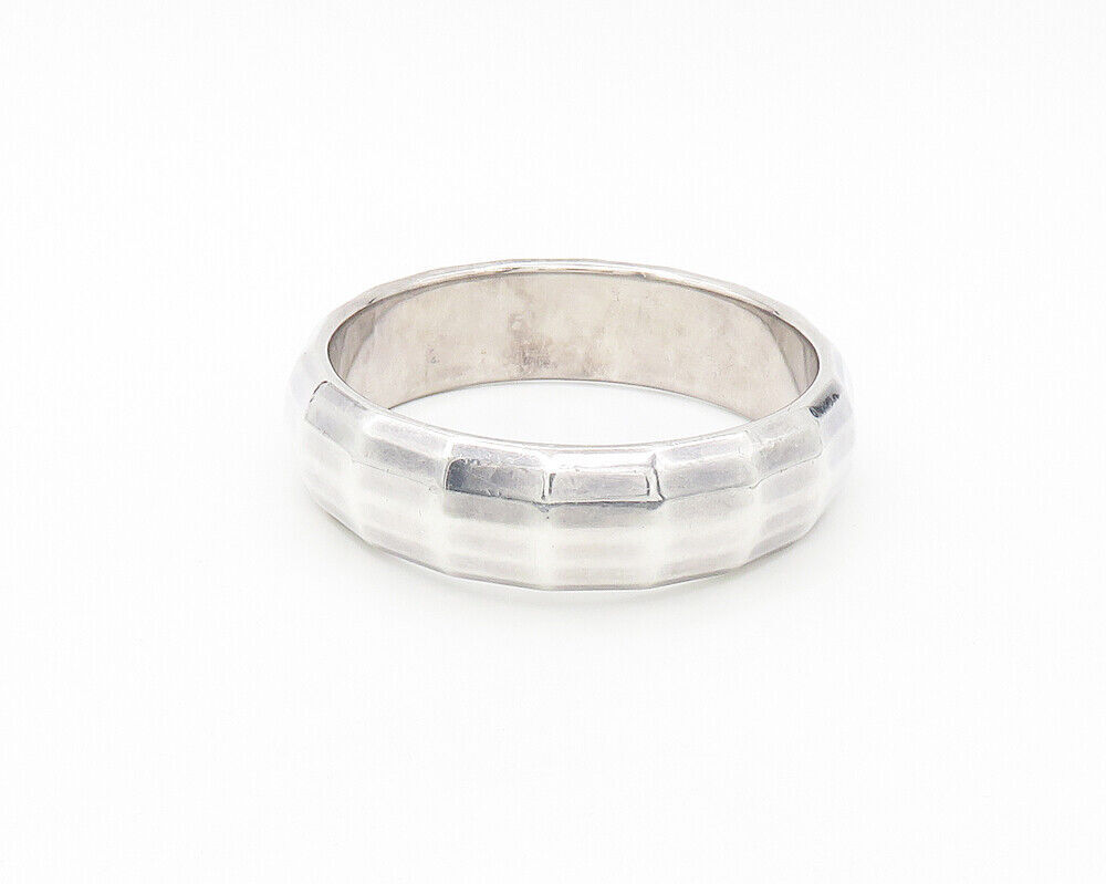 925 Sterling Silver  Vintage Shiny Hollow Round Bangle Bracelet  BT6890