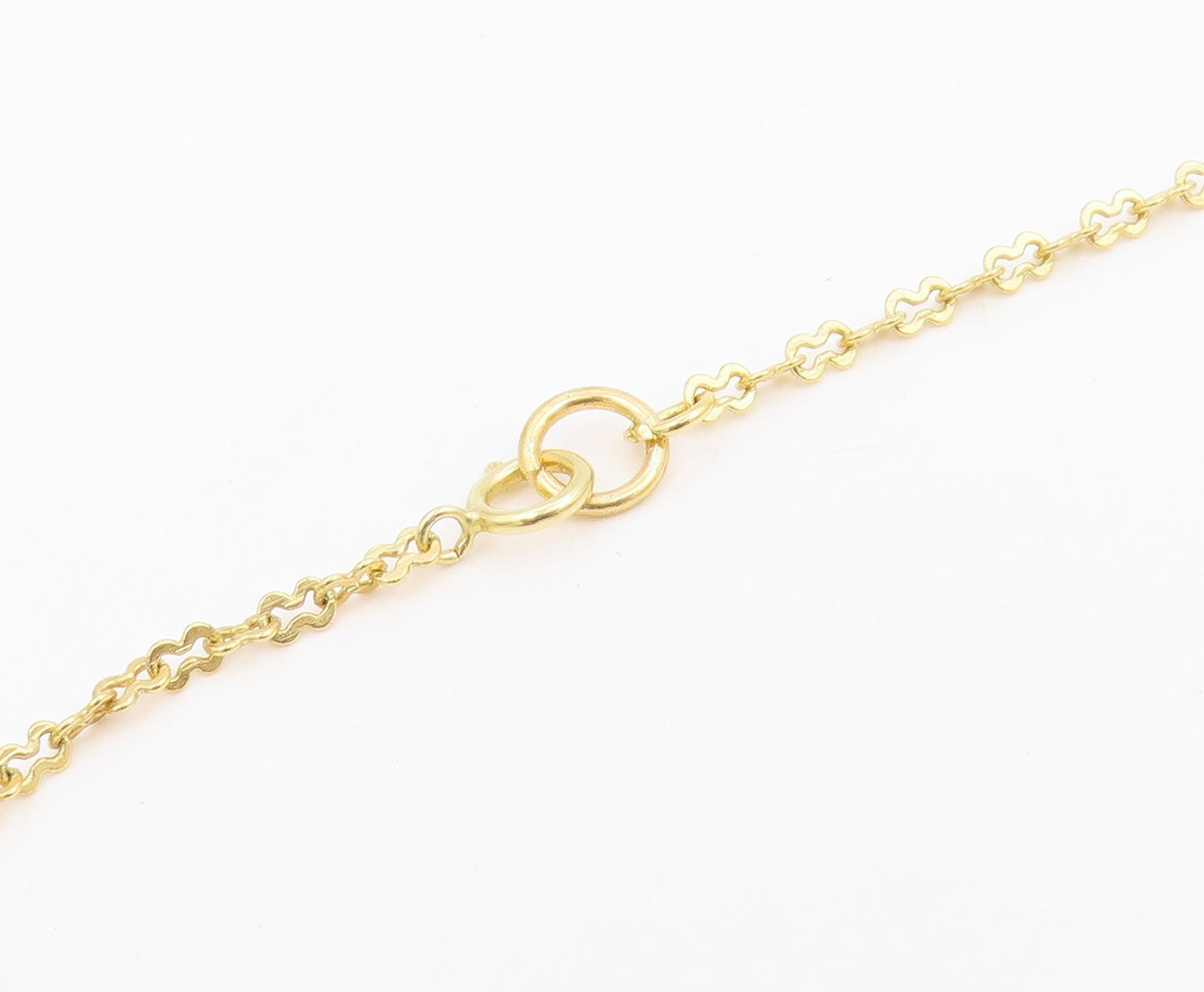 925 Sterling Silver Vintage Necklace Gold Plated CZ Pave Paperclip Drop  NE4869