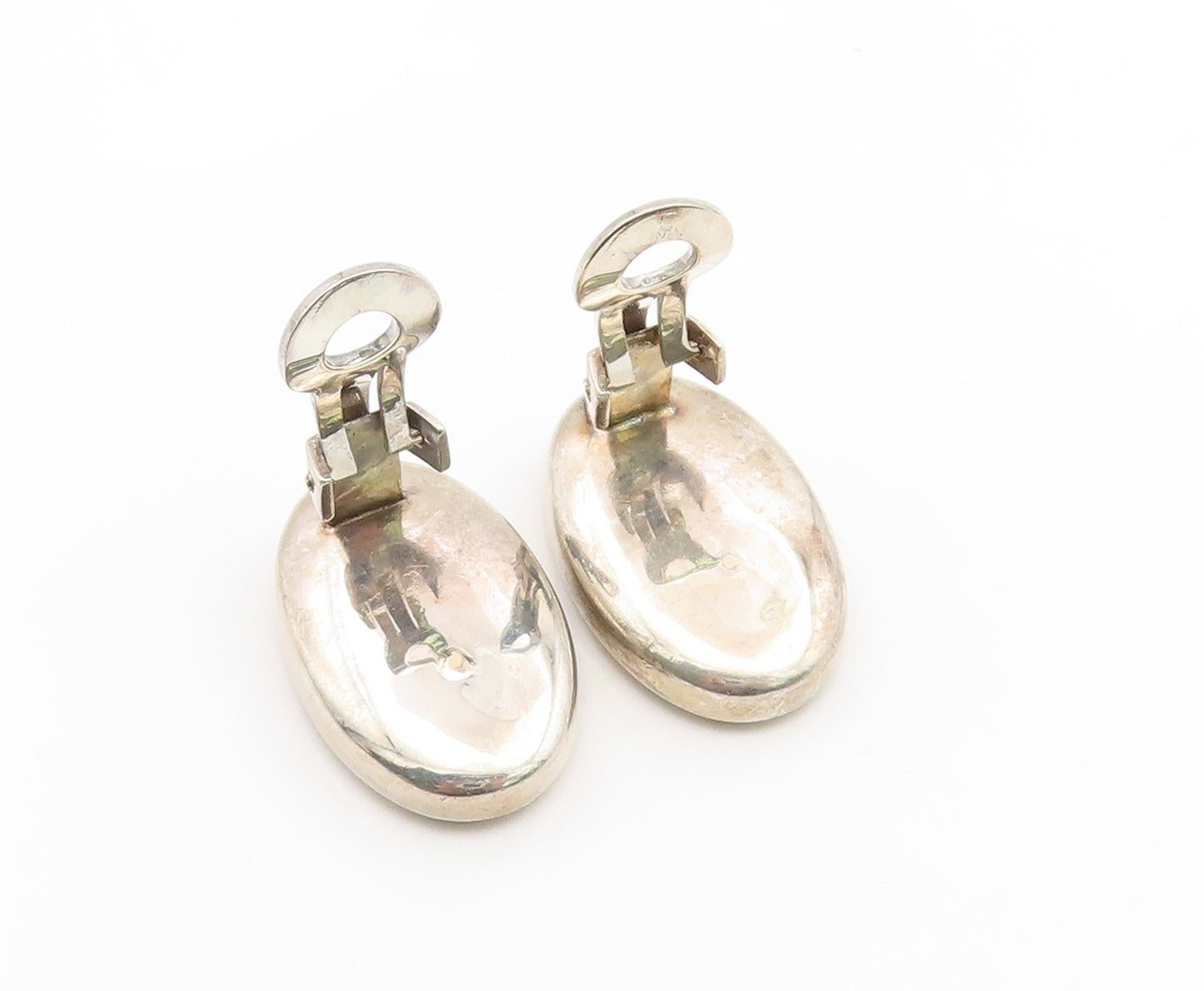 925 Sterling Silver Vintage Earrings PALIU SPAIN Tiger's Eye Clip On  EG14136
