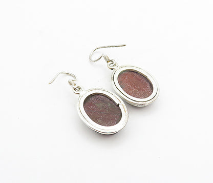 925 Sterling Silver  Vintage Faceted Red Tiger's Eye Dangle Earrings  EG3188