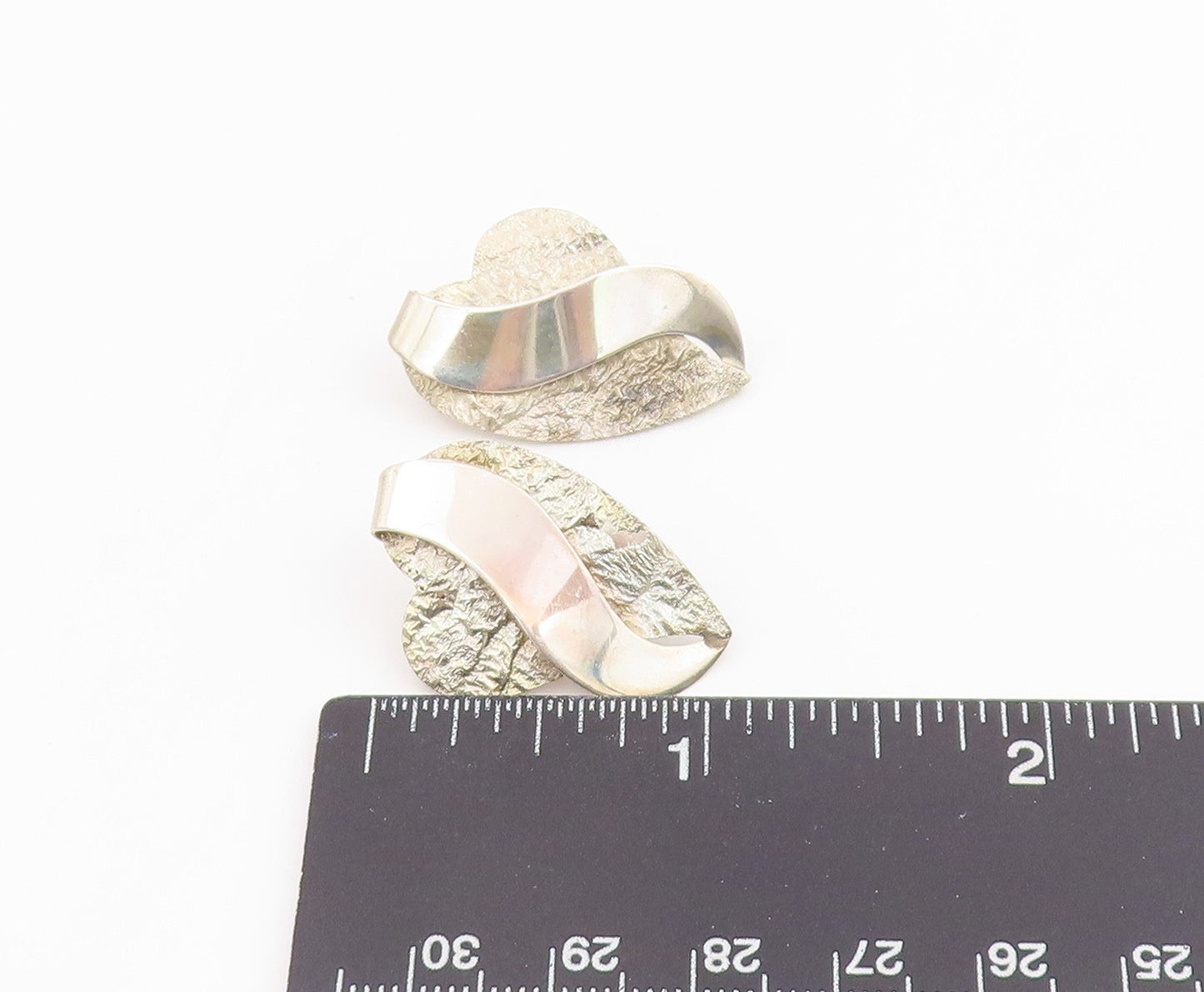 925 Sterling Silver Vintage Earrings STACEY GEBLIN Modernist Love Heart  EG14063