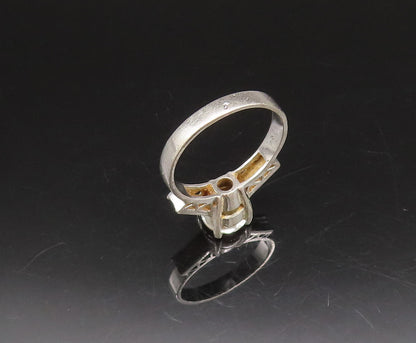 ERUOPEAN 925 Silver  Vintage Prong Set Topaz & Ribbed Sides Ring Sz 8  RG26068
