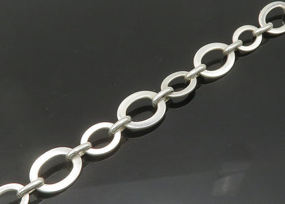925 Sterling Silver  Vintage Shiny Lotus Flower Oval Chain Necklace  NE3513