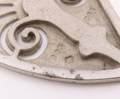 925 Sterling Silver  Vintage Modernist Swirl Cutout Face Drop Pendant  PT7052