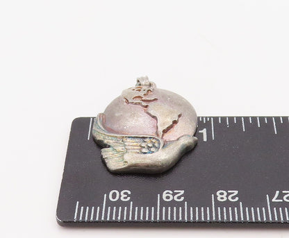 925 Sterling Silver Vintage Pendant GORHAM Carved Globe On A Dove  PT23540