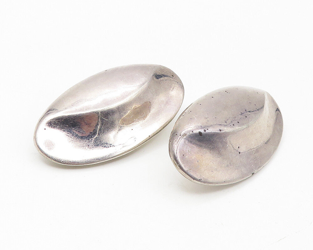 925 Sterling Silver  Vintage Oval Swirl Dome Non Pierce Drop Earrings  EG5873