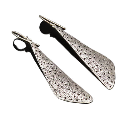 925 Silver  Vintage Fashion Hammered Open Holes Triangular Earrings  EG11984