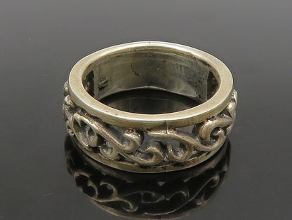 925 Sterling Silver  Vintage Vine Swirl Cutout Band Ring Sz 9  RG24487