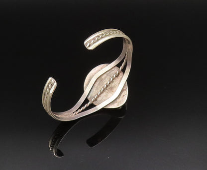 NAVAJO 925 Sterling Silver Vintage Chrysocolla Paw Print Cuff Bracelet BT9650