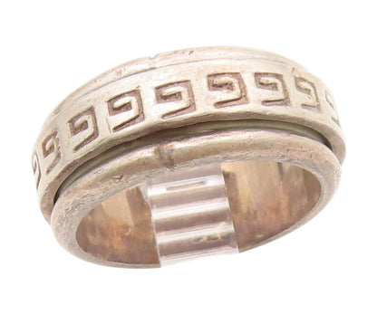 925 Sterling Silver Vintage Ring Etched Greek Key Spinning Band  Sz 8  RG34502
