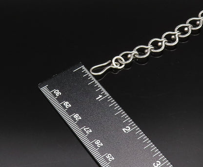 925 Sterling Silver  Vintage Hammered Open Circle Chain Bracelet  BT9733