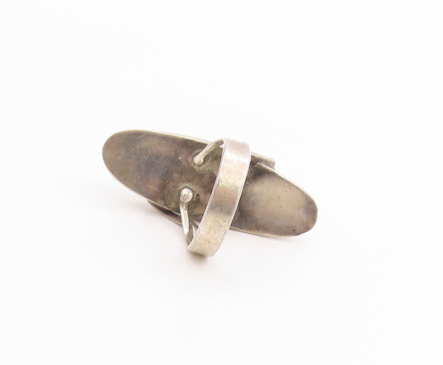 925 Sterling Silver Vintage Ring CJ NEZ NAVAJO Oval Puffed Design  Sz 7  RG33291