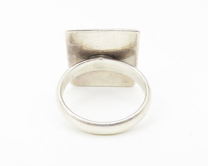 925 Sterling Silver  Inlaid Mother Of Pearl Square Cocktail Ring Sz 7  RG10648