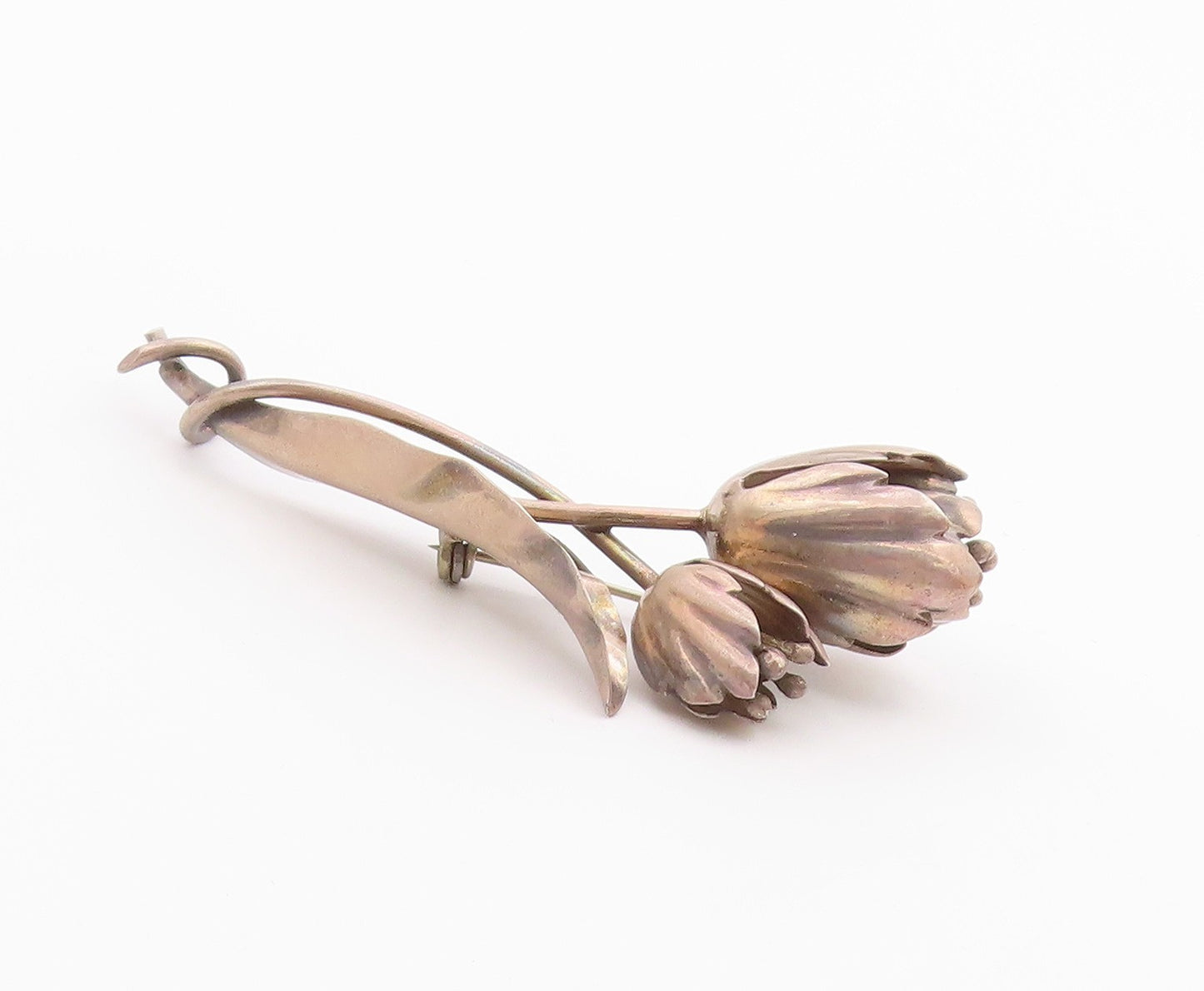 DAMASO GALLEGOS MEXICO 925 Silver  Vintage Blooming Flowers Brooch Pin  BP8256