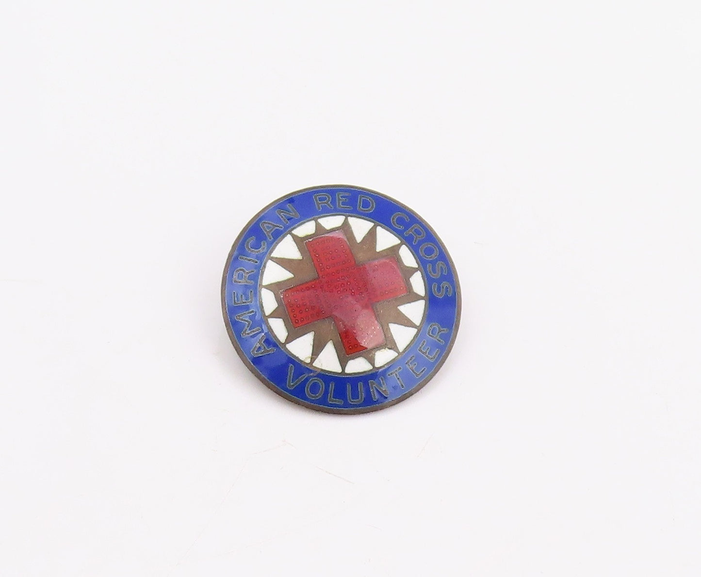 925 Sterling Silver Vintage Brooch Enamel American Red Cross Volunteer  BP12310