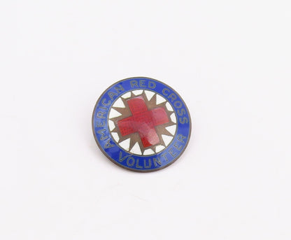 925 Sterling Silver Vintage Brooch Enamel American Red Cross Volunteer  BP12310