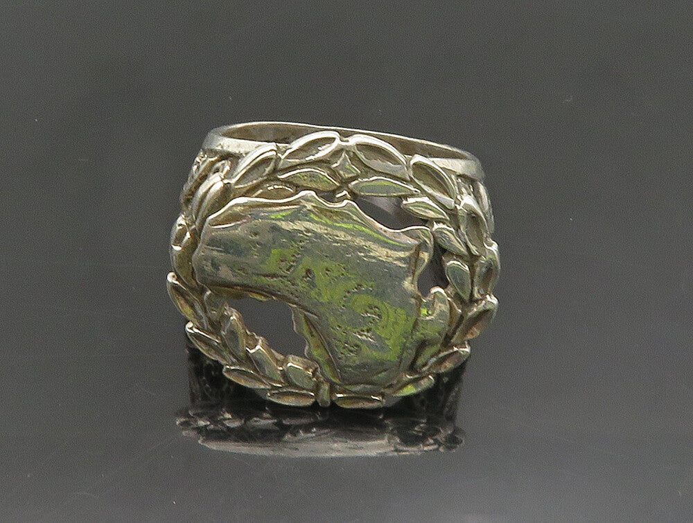 EUROPEAN 925 Silver  Vintage Abstract Cut Out Leaf Scroll Ring Sz 11  RG24396