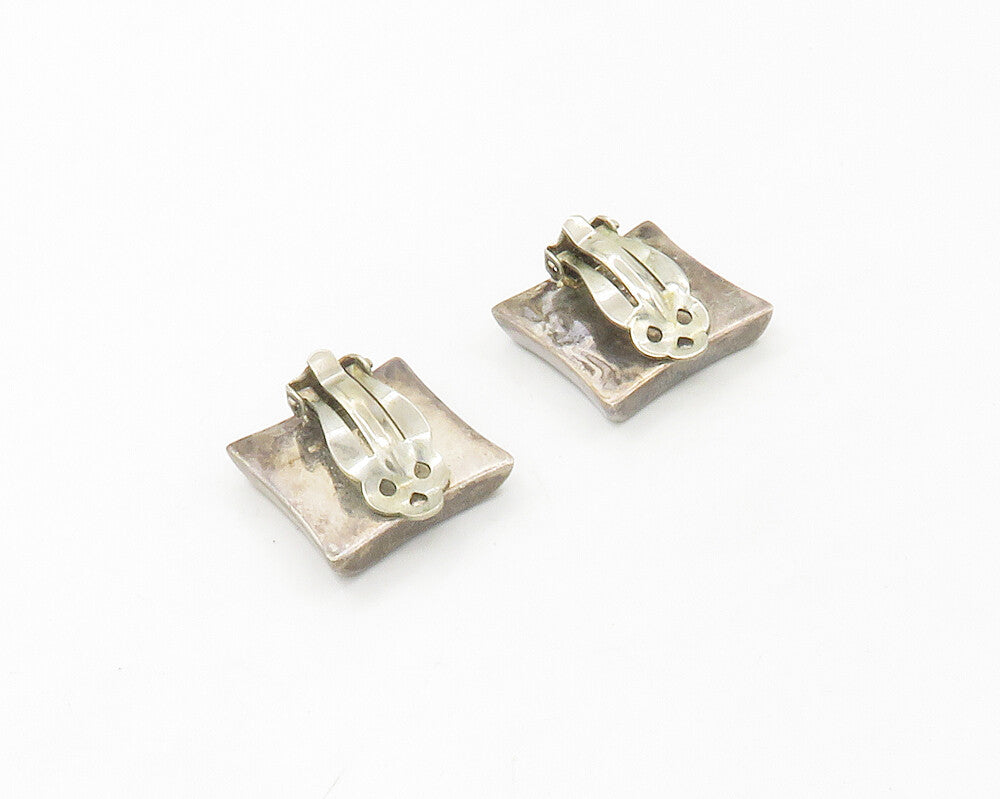 ZINA 925 Sterling Silver  Vintage Dark Tone Square Non Pierce Earrings  EG8815