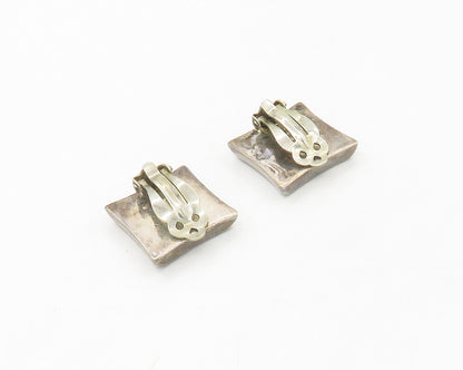 ZINA 925 Sterling Silver  Vintage Dark Tone Square Non Pierce Earrings  EG8815