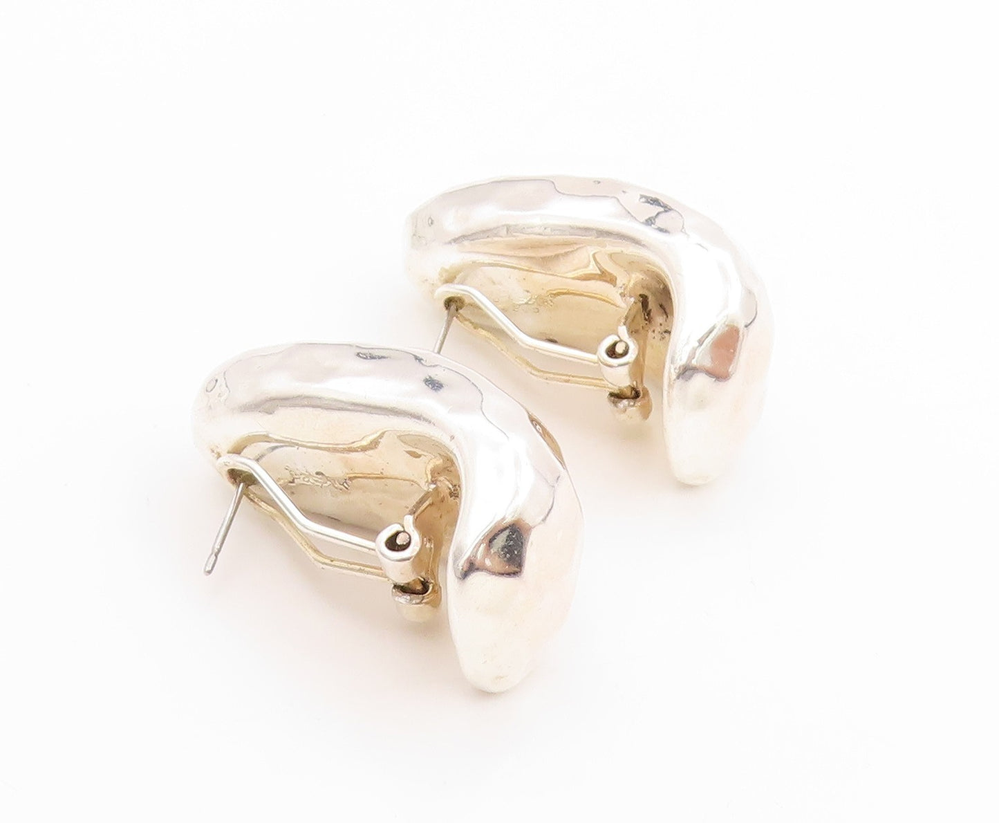 925 Sterling Silver Vintage Earrings ISRAEL BAT AMI Hammered Half Moon   EG13677