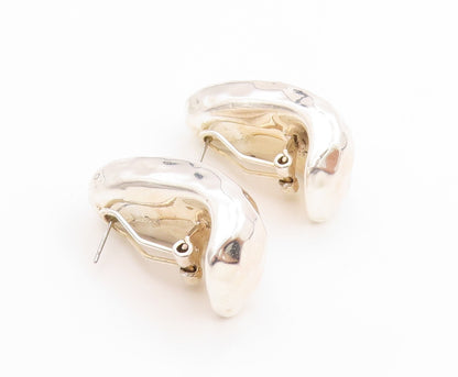 925 Sterling Silver Vintage Earrings ISRAEL BAT AMI Hammered Half Moon   EG13677