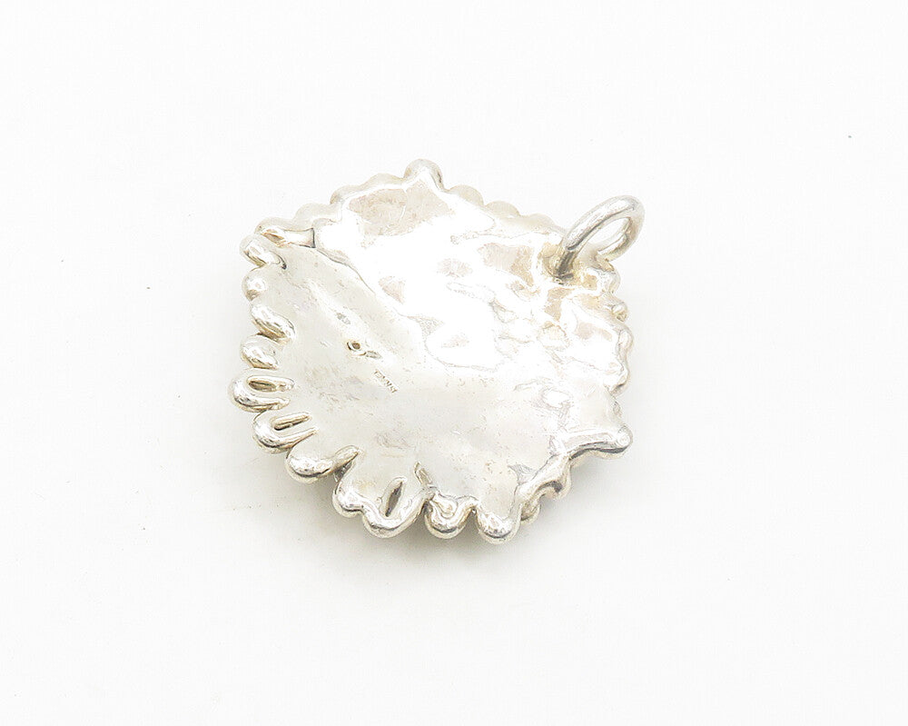 ISRAEL DESIGNER 925 Silver  Vintage Shiny Sculpted Flower Pendant  PT15177