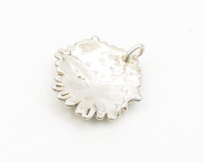 ISRAEL DESIGNER 925 Silver  Vintage Shiny Sculpted Flower Pendant  PT15177