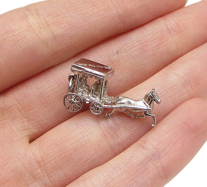 925 Sterling Silver  Bermuda Horse & Carriage Ride Charm Pendant  PT2248