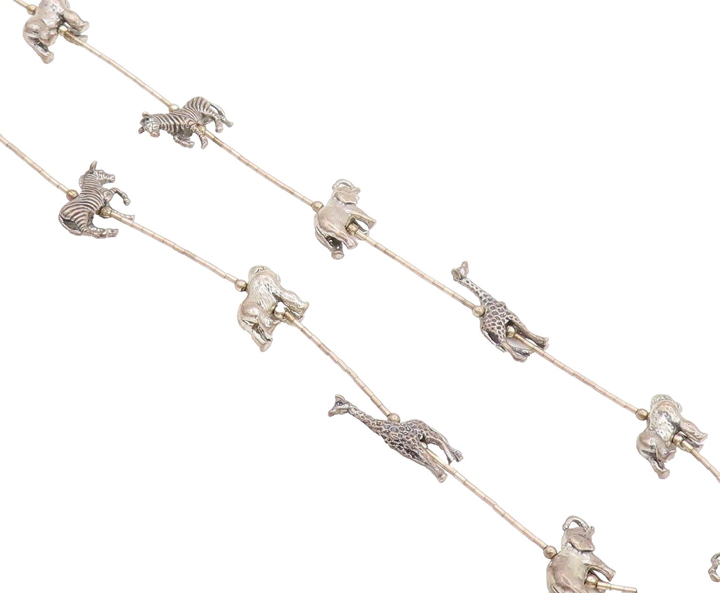 925 Silver Vintage Southwestern Design Mini Animals Link Chain Necklace NE4047
