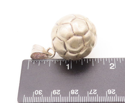 925 Sterling Silver Vintage Pendant MEXICO Puffed Football Jingles  PT22718